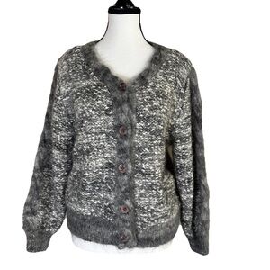 J.K. CADEAU Paris Women's SZ *M/L Wool Blend Cardigan Sweater Eclectic Grandpa